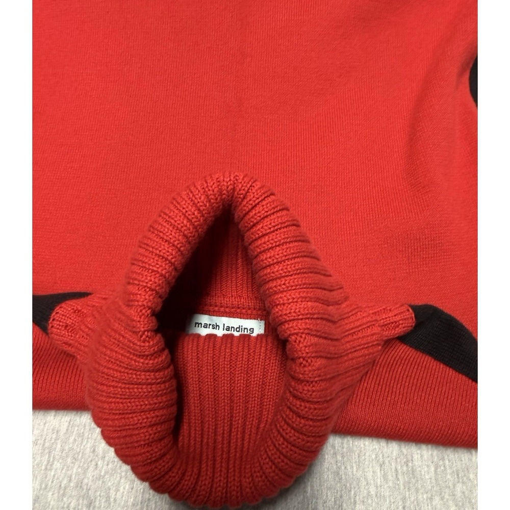 marsh landing Red Black Turtleneck Pullover Sweater 100% Cotton Women's M